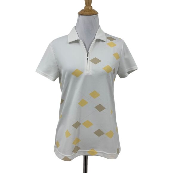Izod Polo Shirt Womens XS Extra Small White Cool FX Short Sleeve Golf XFG Zip - Picture 1 of 11